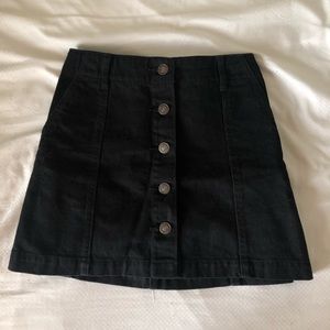 Black denim button up skirt